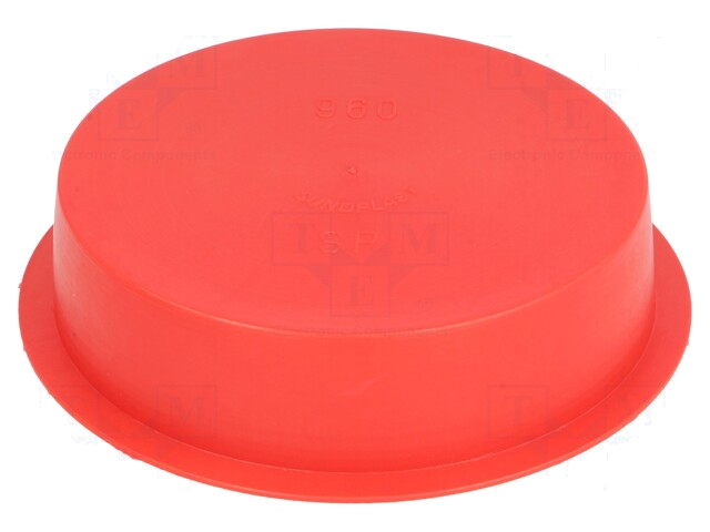 Afdekdopje; Lichaam: rood; Buitendiam: 98mm; H: 24mm; Mat: LDPE; rond Afdekdopje; Lichaam: rood; Buitendiam: 98mm; H: 24mm; Mat: LDPE; rond